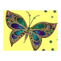 Butterfly Mosaic Yellow Colorful Two Sides Premium Plush Fleece Blanket (mini) by Amaryn4rt