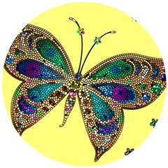 Butterfly Mosaic Yellow Colorful Wooden Puzzle Round by Amaryn4rt