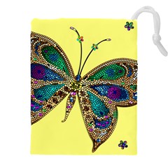 Butterfly Mosaic Yellow Colorful Drawstring Pouch (4xl) by Amaryn4rt