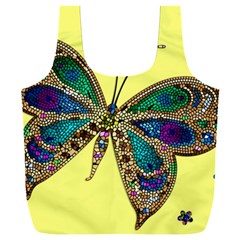 Butterfly Mosaic Yellow Colorful Full Print Recycle Bag (xxl) by Amaryn4rt