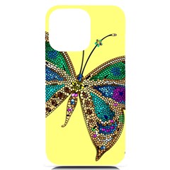 Butterfly Mosaic Yellow Colorful Iphone 14 Pro Max Black Uv Print Case by Amaryn4rt