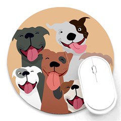 Dogs Pet Background Pack Terrier Round Mousepad by Ravend