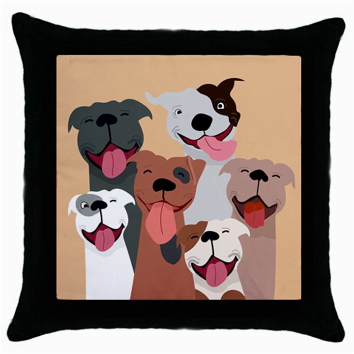 Dogs Pet Background Pack Terrier Throw Pillow Case (Black)