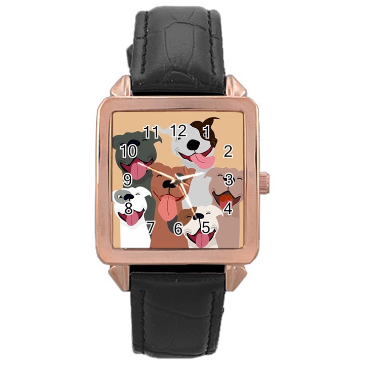 Dogs Pet Background Pack Terrier Rose Gold Leather Watch 