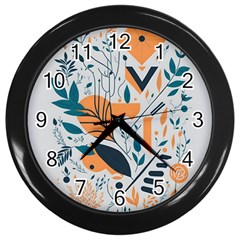 Flower Design Nature Wall Clock (black) by Ravend