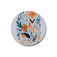 Flower Design Nature Rubber Coaster (round) by Ravend