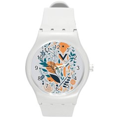 Flower Design Nature Round Plastic Sport Watch (m) by Ravend