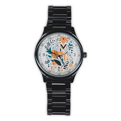 Flower Design Nature Stainless Steel Round Watch by Ravend