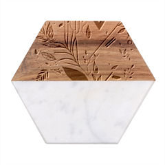 Flower Design Nature Marble Wood Coaster (hexagon)  by Ravend