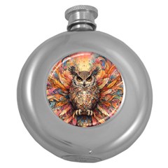 Drawing Olw Bird Round Hip Flask (5 Oz) by Ravend