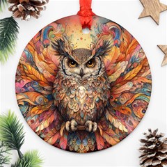 Drawing Olw Bird Round Ornament (two Sides) by Ravend