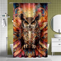 Drawing Olw Bird Shower Curtain 48  X 72  (small)  by Ravend