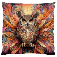 Drawing Olw Bird Large Cushion Case (one Side) by Ravend