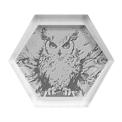 Drawing Olw Bird Hexagon Wood Jewelry Box by Ravend