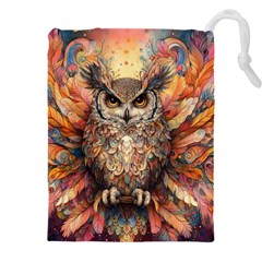 Drawing Olw Bird Drawstring Pouch (4xl) by Ravend