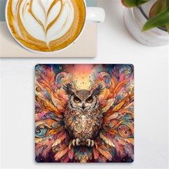 Drawing Olw Bird Uv Print Square Tile Coaster  by Ravend