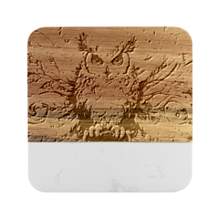 Drawing Olw Bird Marble Wood Coaster (square) by Ravend