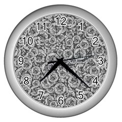 Vintage Clock Motif Pattern Wall Clock (silver) by dflcprintsclothing