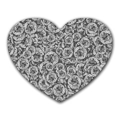 Vintage Clock Motif Pattern Heart Mousepad by dflcprintsclothing