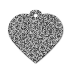 Vintage Clock Motif Pattern Dog Tag Heart (one Side)