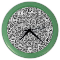 Vintage Clock Motif Pattern Color Wall Clock by dflcprintsclothing