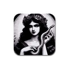 Girl With Snake Rubber Square Coaster (4 Pack) by Malvagia