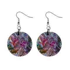 Abstract Waves Iv Mini Button Earrings by kaleidomarblingart