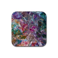 Abstract Waves Iv Rubber Coaster (square) by kaleidomarblingart