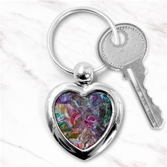 Abstract Waves Iv Key Chain (heart) by kaleidomarblingart