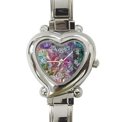 Abstract Waves Iv Heart Italian Charm Watch by kaleidomarblingart