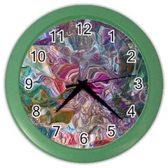 Abstract Waves Iv Color Wall Clock by kaleidomarblingart