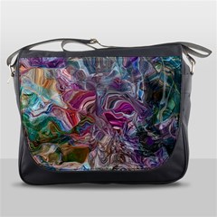 Abstract Waves Iv Messenger Bag by kaleidomarblingart