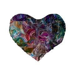 Abstract Waves Iv Standard 16  Premium Flano Heart Shape Cushions by kaleidomarblingart