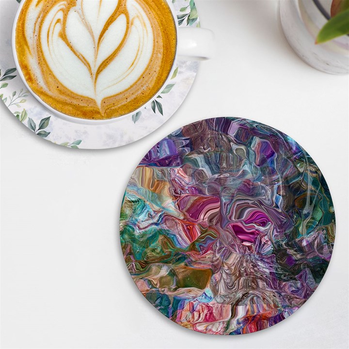 Abstract waves IV UV Print Round Tile Coaster