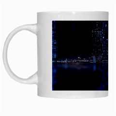 Illuminated Cityscape Against Blue Sky At Night White Mug by Modalart