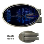 Illuminated Cityscape Against Blue Sky At Night Money Clips (Oval)  Front