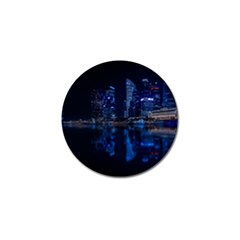 Illuminated Cityscape Against Blue Sky At Night Golf Ball Marker by Modalart