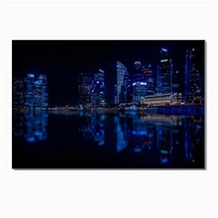 Illuminated Cityscape Against Blue Sky At Night Postcard 4 x 6  (pkg Of 10) by Modalart