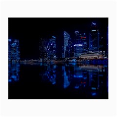 Illuminated Cityscape Against Blue Sky At Night Small Glasses Cloth (2 Sides) by Modalart