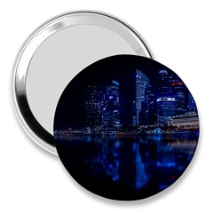 Illuminated Cityscape Against Blue Sky At Night 3  Handbag Mirrors by Modalart