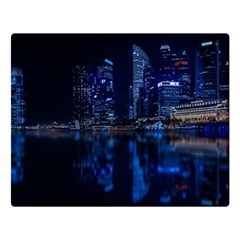 Illuminated Cityscape Against Blue Sky At Night Two Sides Premium Plush Fleece Blanket (large) by Modalart