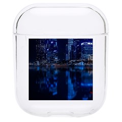 Illuminated Cityscape Against Blue Sky At Night Hard Pc Airpods 1/2 Case by Modalart