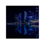 Illuminated Cityscape Against Blue Sky At Night Square Satin Scarf (30  x 30 ) Front