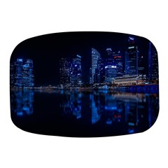 Illuminated Cityscape Against Blue Sky At Night Mini Square Pill Box by Modalart