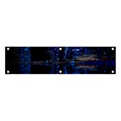 Illuminated Cityscape Against Blue Sky At Night Banner And Sign 4  X 1  by Modalart