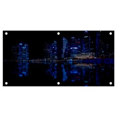 Illuminated Cityscape Against Blue Sky At Night Banner And Sign 4  X 2  by Modalart