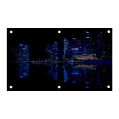 Illuminated Cityscape Against Blue Sky At Night Banner And Sign 5  X 3  by Modalart