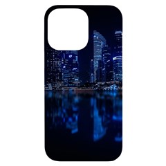 Illuminated Cityscape Against Blue Sky At Night Iphone 14 Pro Max Black Uv Print Case by Modalart