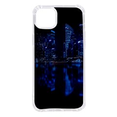 Illuminated Cityscape Against Blue Sky At Night Iphone 14 Plus Tpu Uv Print Case by Modalart