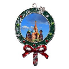 Architecture Building Cathedral Church Metal X mas Lollipop With Crystal Ornament